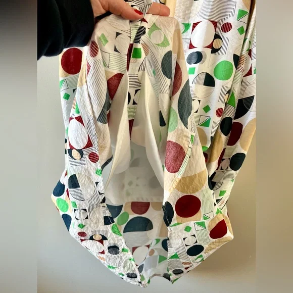 ICHI Geometric Print Maxi Skirt Multicolor Button Front Skirt - Picture 7 of 9